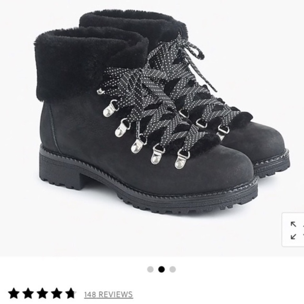 J.Crew Black Nordic Nubuck leather Shearling Ankle Boot 8
